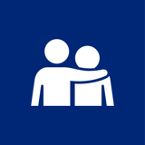 Person checking on a friend icon