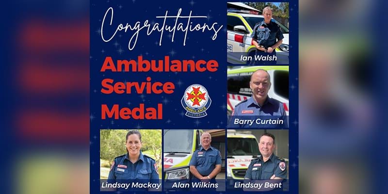 A collage of the five 2024 recipients of the Ambulance Service Medal (ASM).