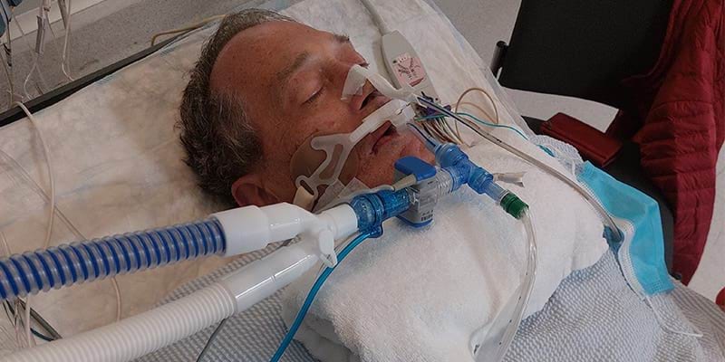 Hugh while he was in ICU at The Alfred