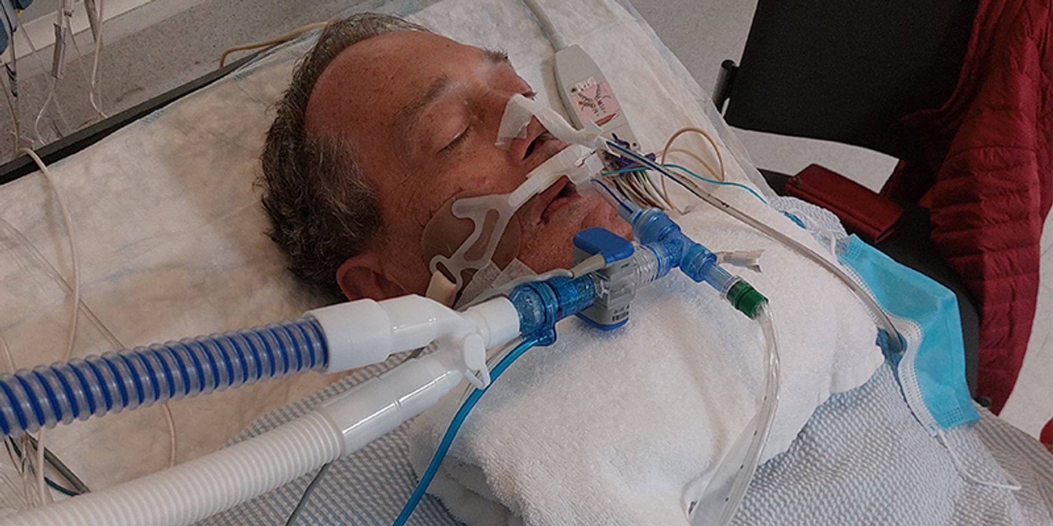 Hugh while he was in ICU at The Alfred