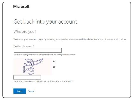 Microsoft captch form