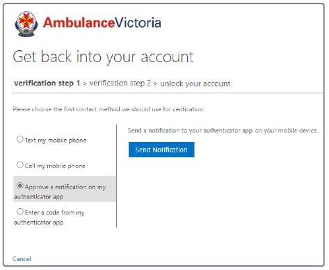Microsoft verification screen