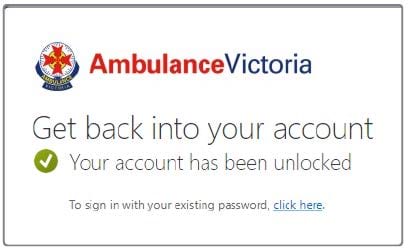 Microsoft password reset success