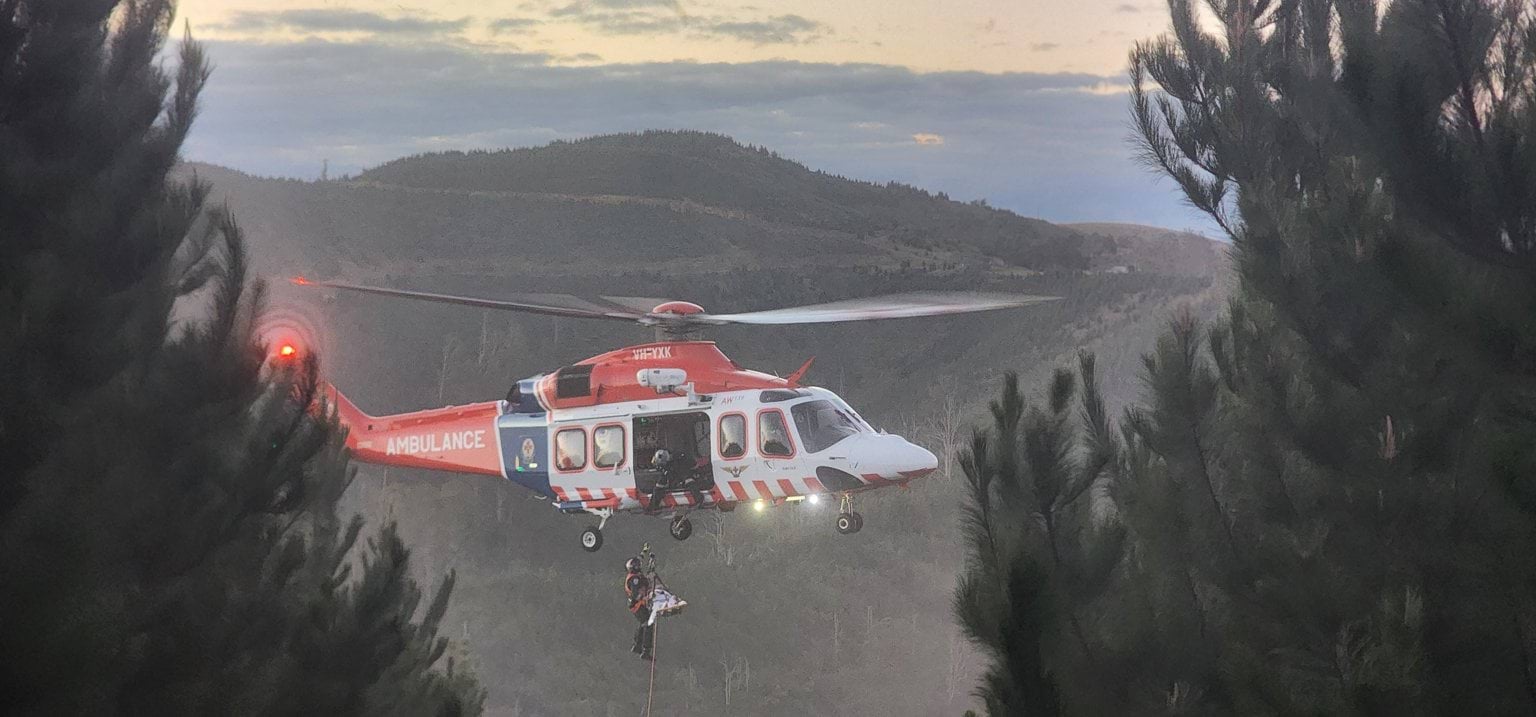 Air Ambulance rescuing a patient from a wilderness area