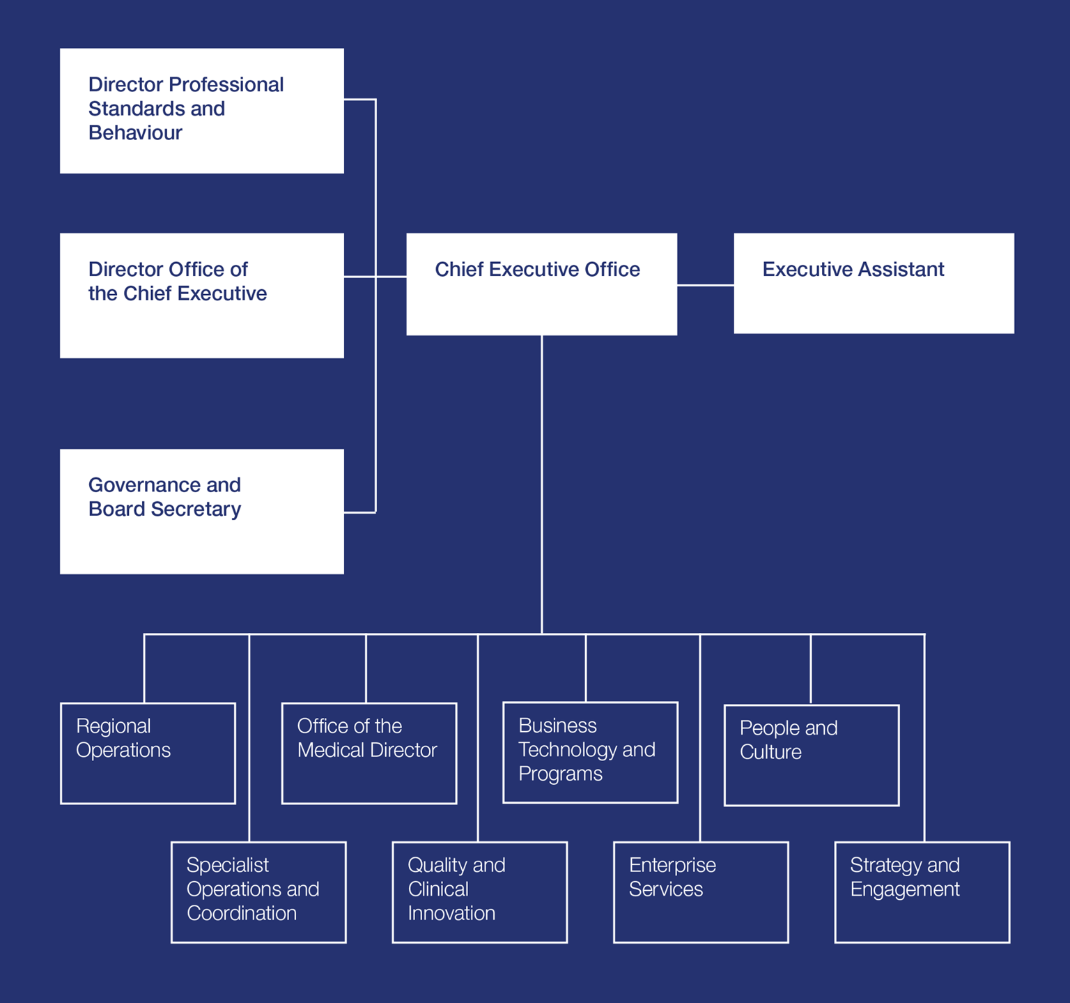 Diagram of the executive structure