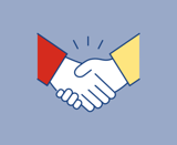 The image shows a pair of shaking hands