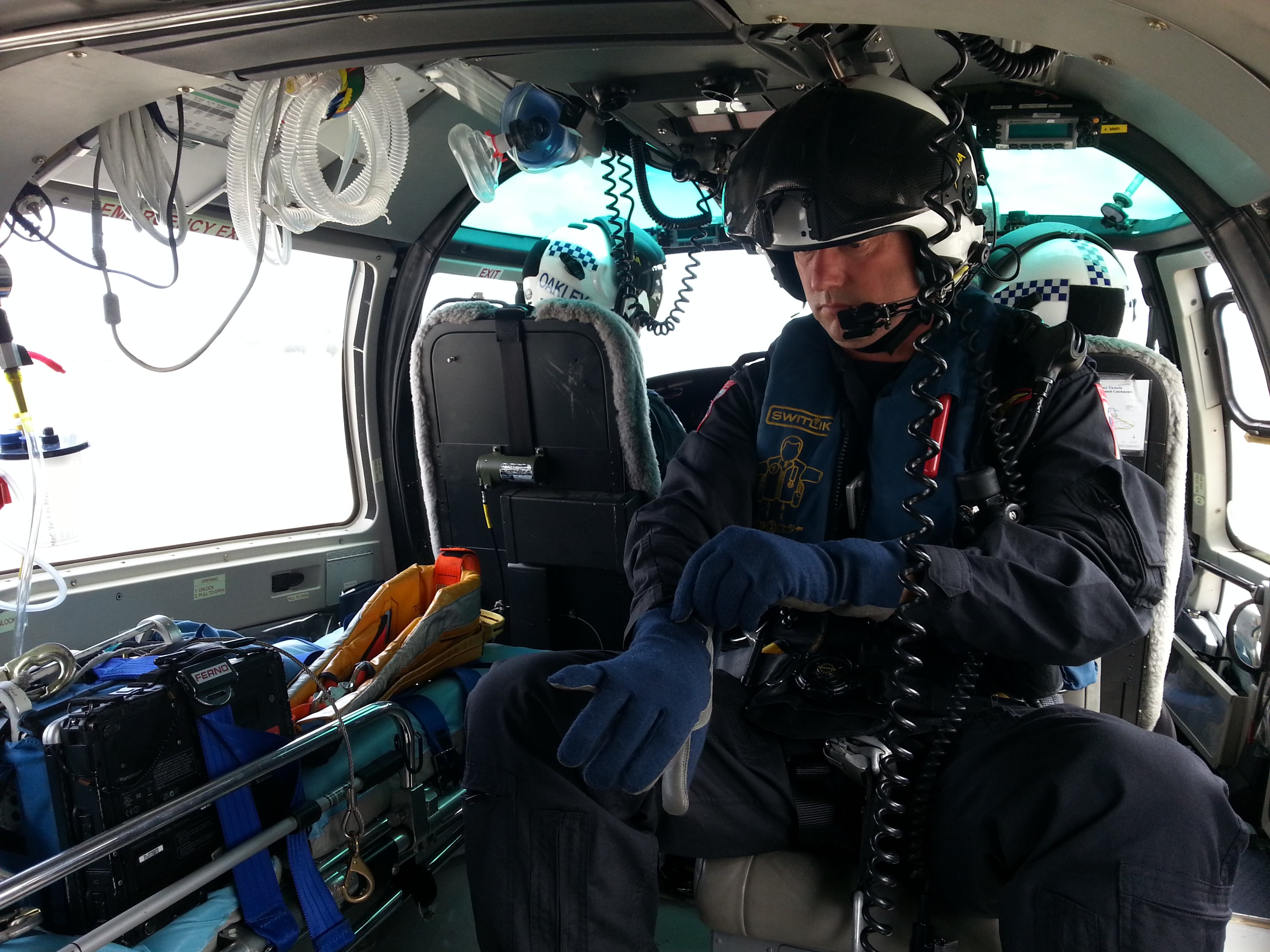 A MICA Flight Paramedic working in an air ambulance.