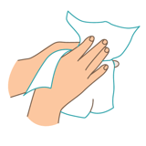 Hands being dried using a towel