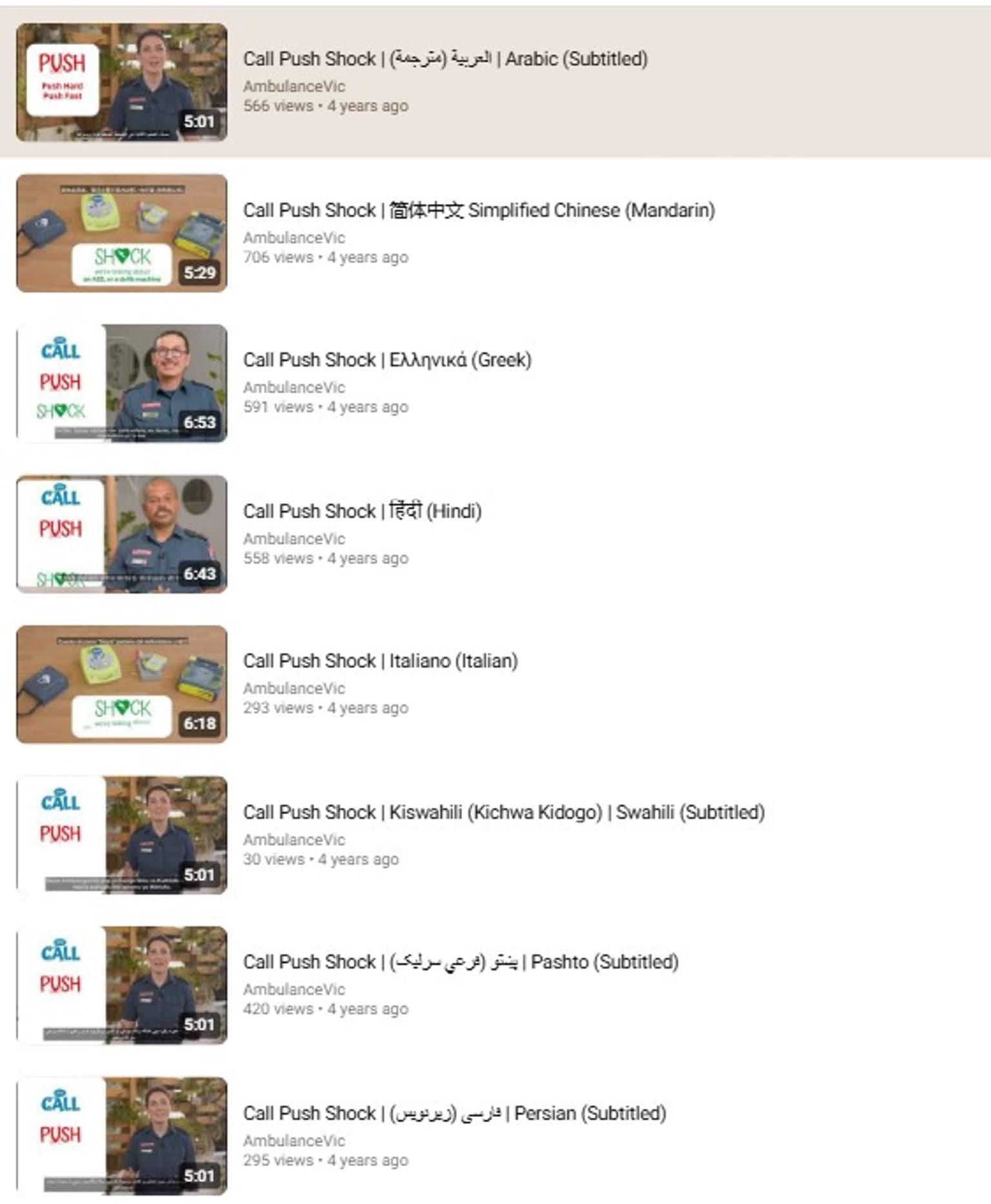 A YouTube playlist of translated Call Push Shock videos