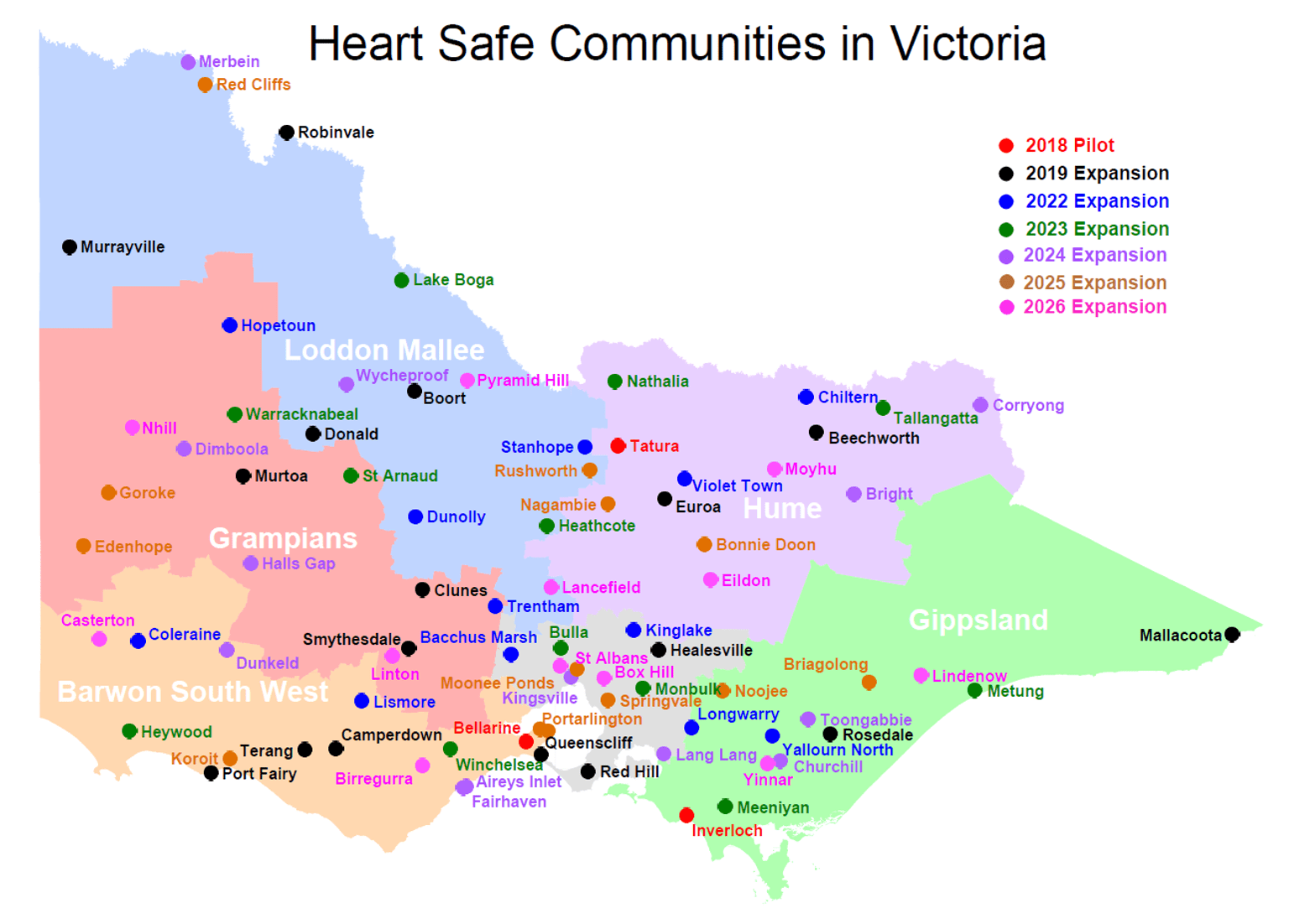 Heart Safe Communities map October 2026