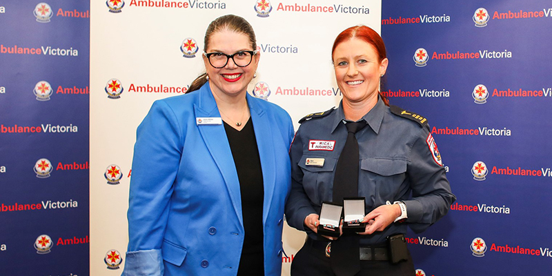 Bronwyn with AV Chief Executive Jane Miller at the 2023 Staff Service Awards