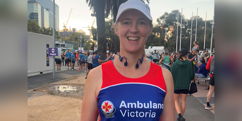 Fiona Smeaton flashing a smile for a photograph while participating in the run.