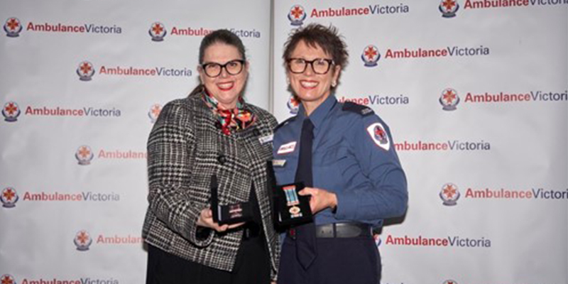 AV Chief Executive Jane Miller presenting Jenn with her 10 years of service award