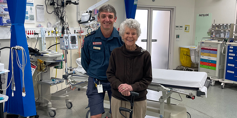 Ambulance Victoria Team Manager Andrew Berry is standing together with Alwyn Bell in one of the operating rooms at the Urgent Care Centre.